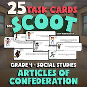Articles of Confederation SCOOT TASK CARDS Socials Game - No Prep Grade 4 Review