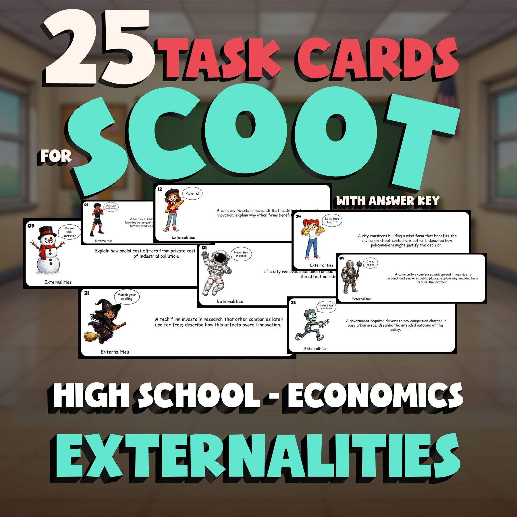Externalities SCOOT TASK CARDS Economics Game - No Prep Review Activity