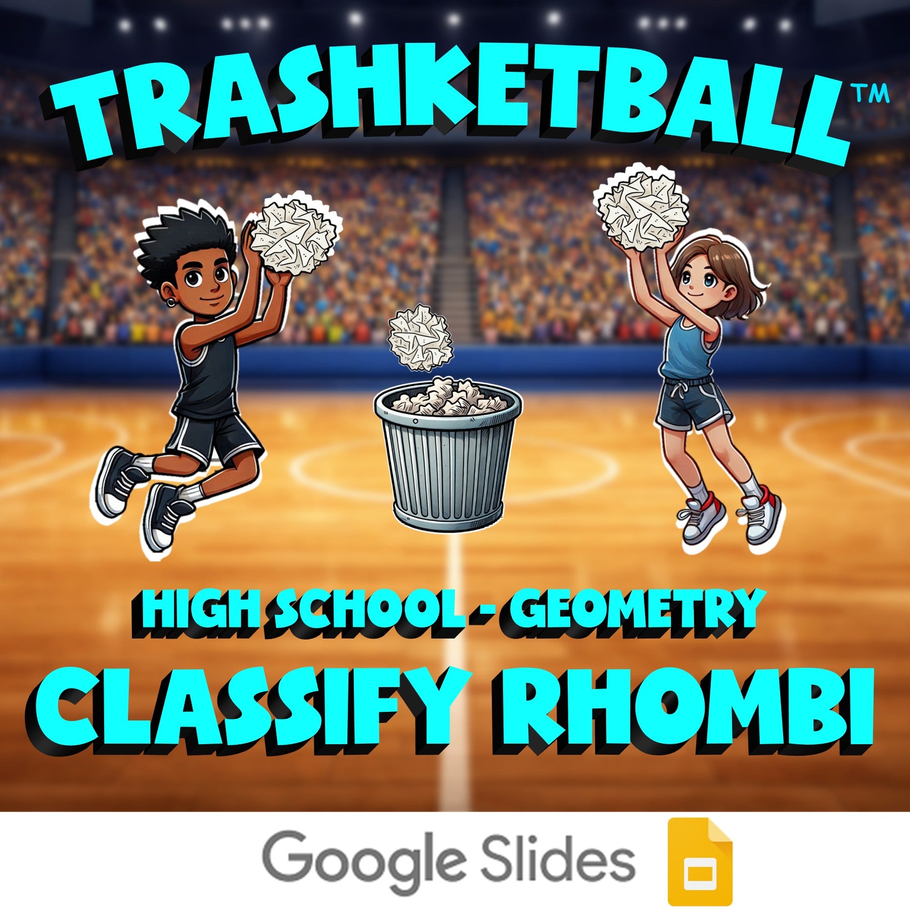 Classify Rhombi TRASHKETBALL Math Game - No Prep Geometry Review Activity