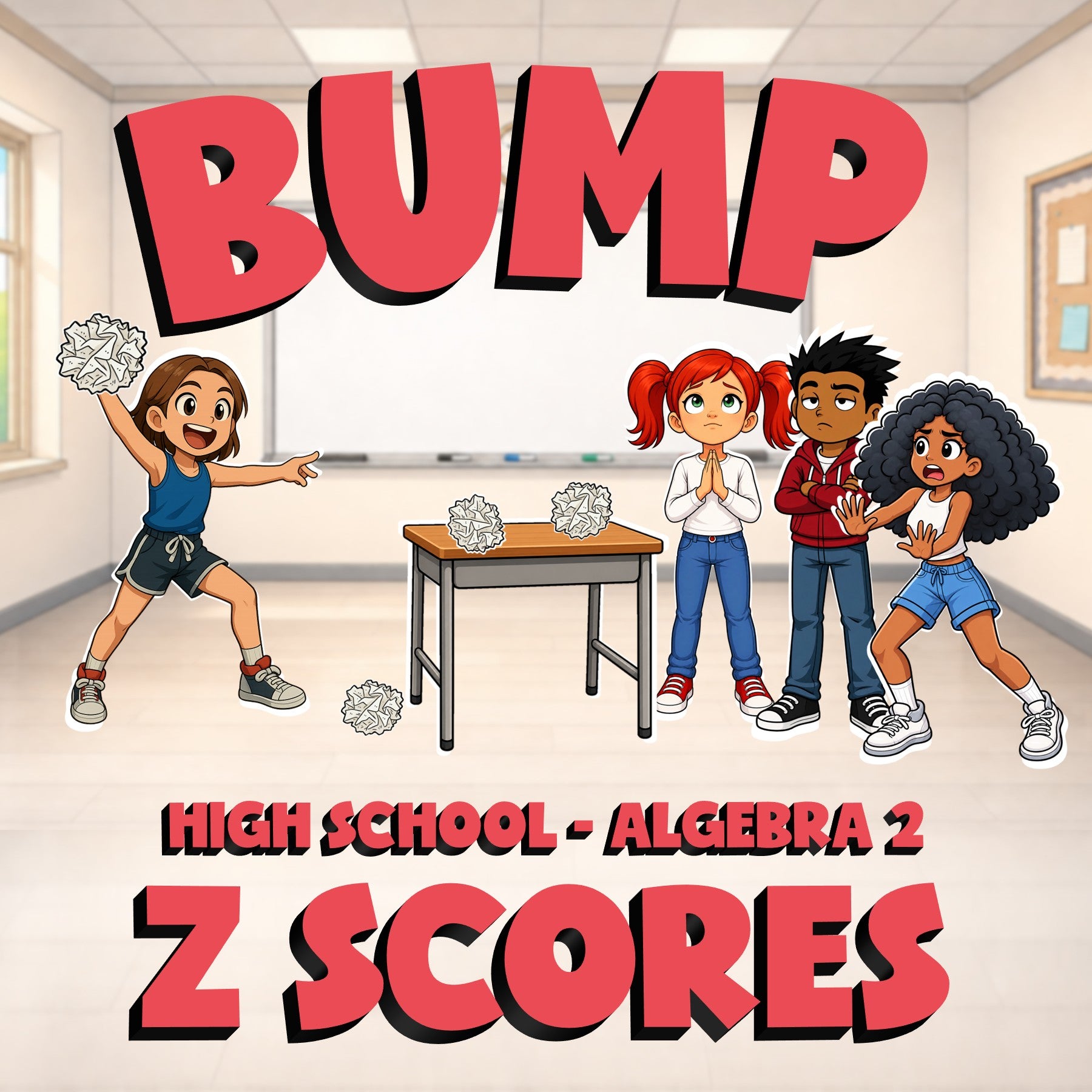Z Scores BUMP Math Game - No Prep Algebra 2 Review Activity