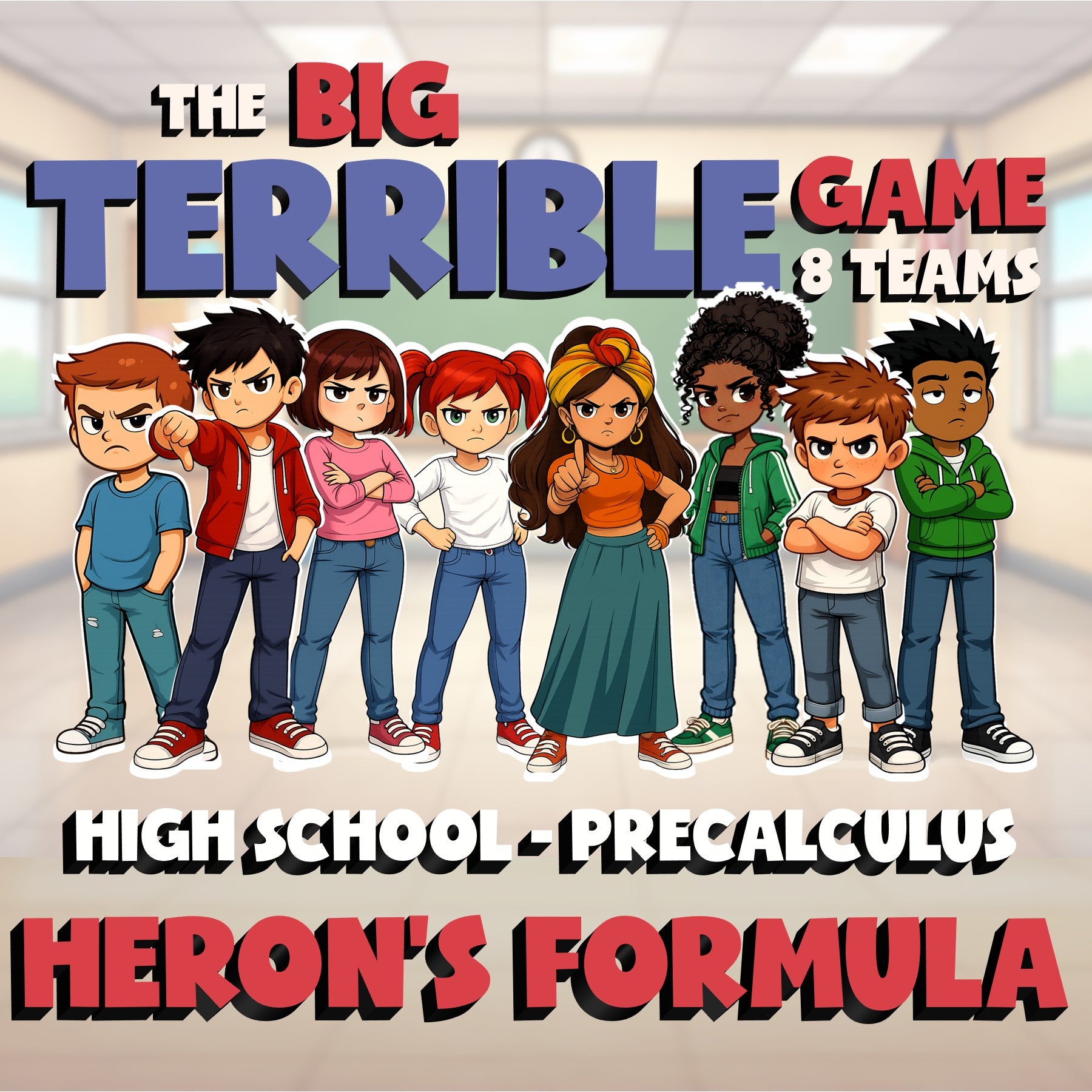 Heron’s Formula BIG TERRIBLE GAME - No Prep PreCalculus Math Review Activity