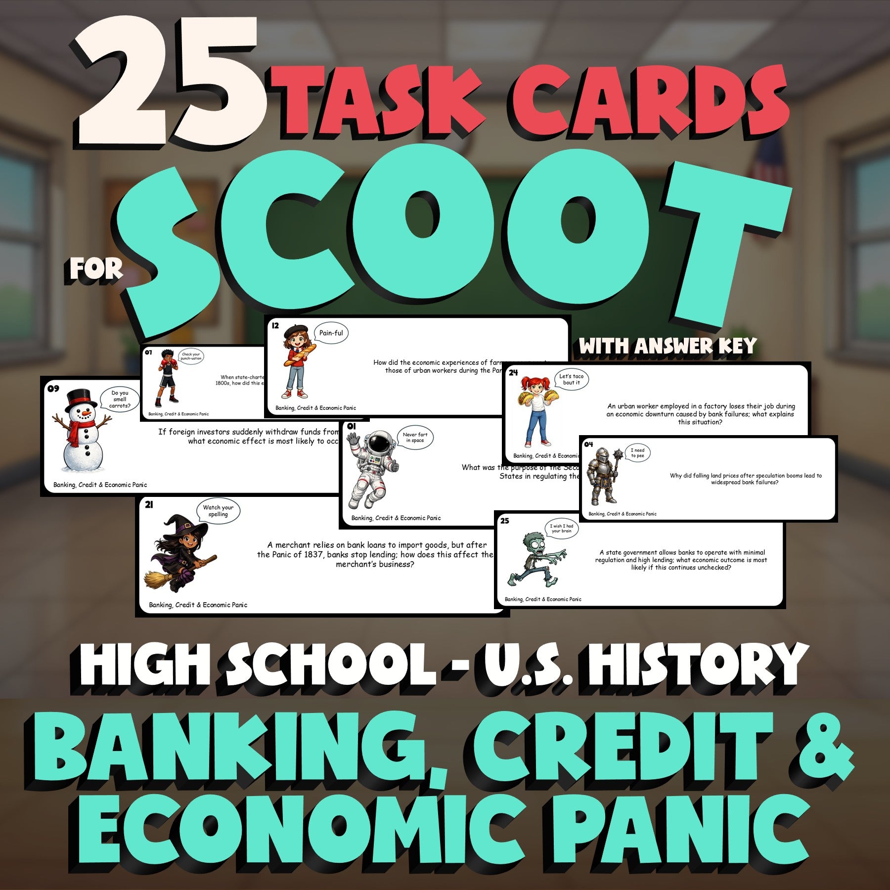 Banking, Credit & Economic Panic SCOOT TASK CARDS U.S. History Game - No Prep