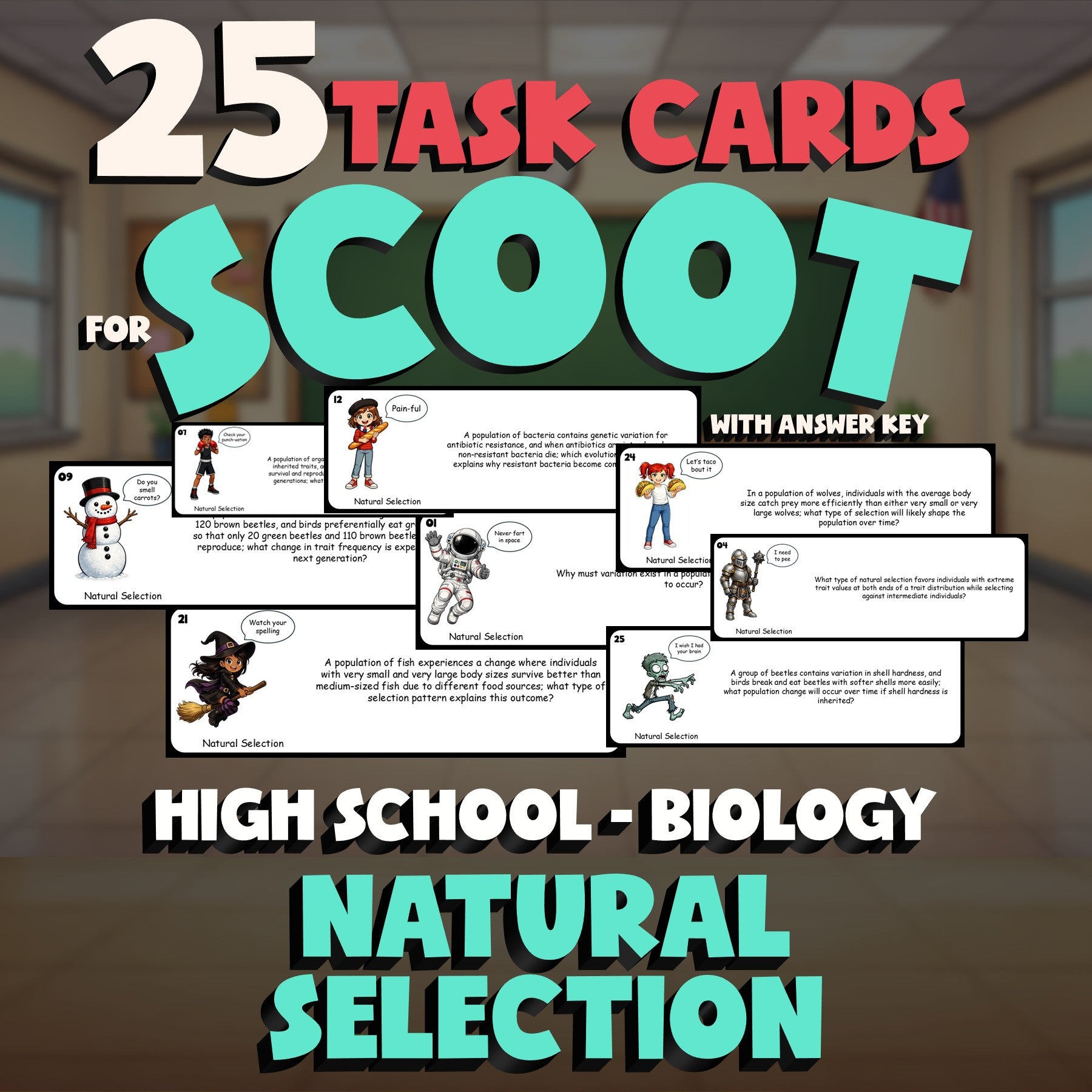 Natural Selection SCOOT TASK CARDS Science Game - No Prep Biology Review