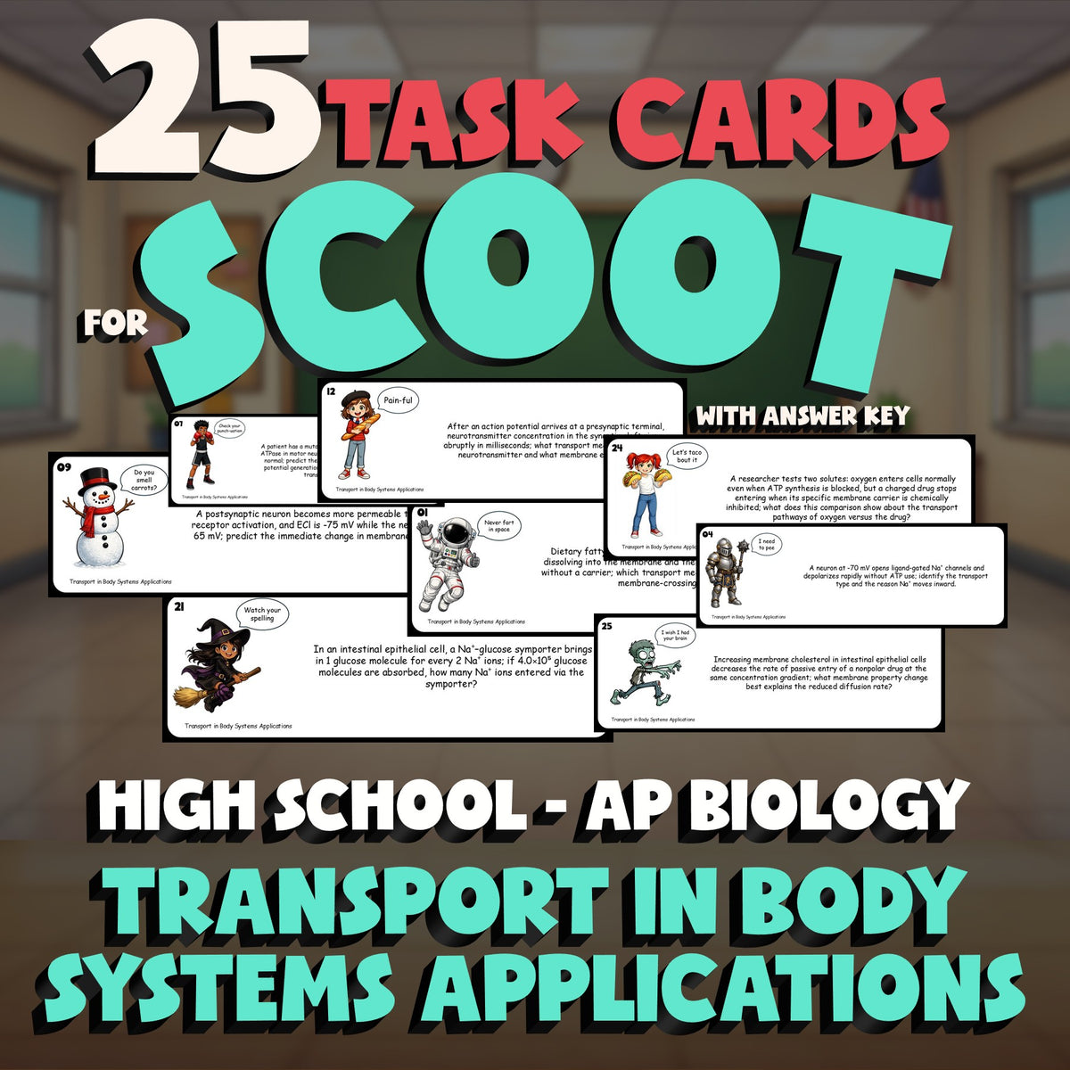 Transport in Body Systems Applications SCOOT TASK CARDS Science Game AP Biology