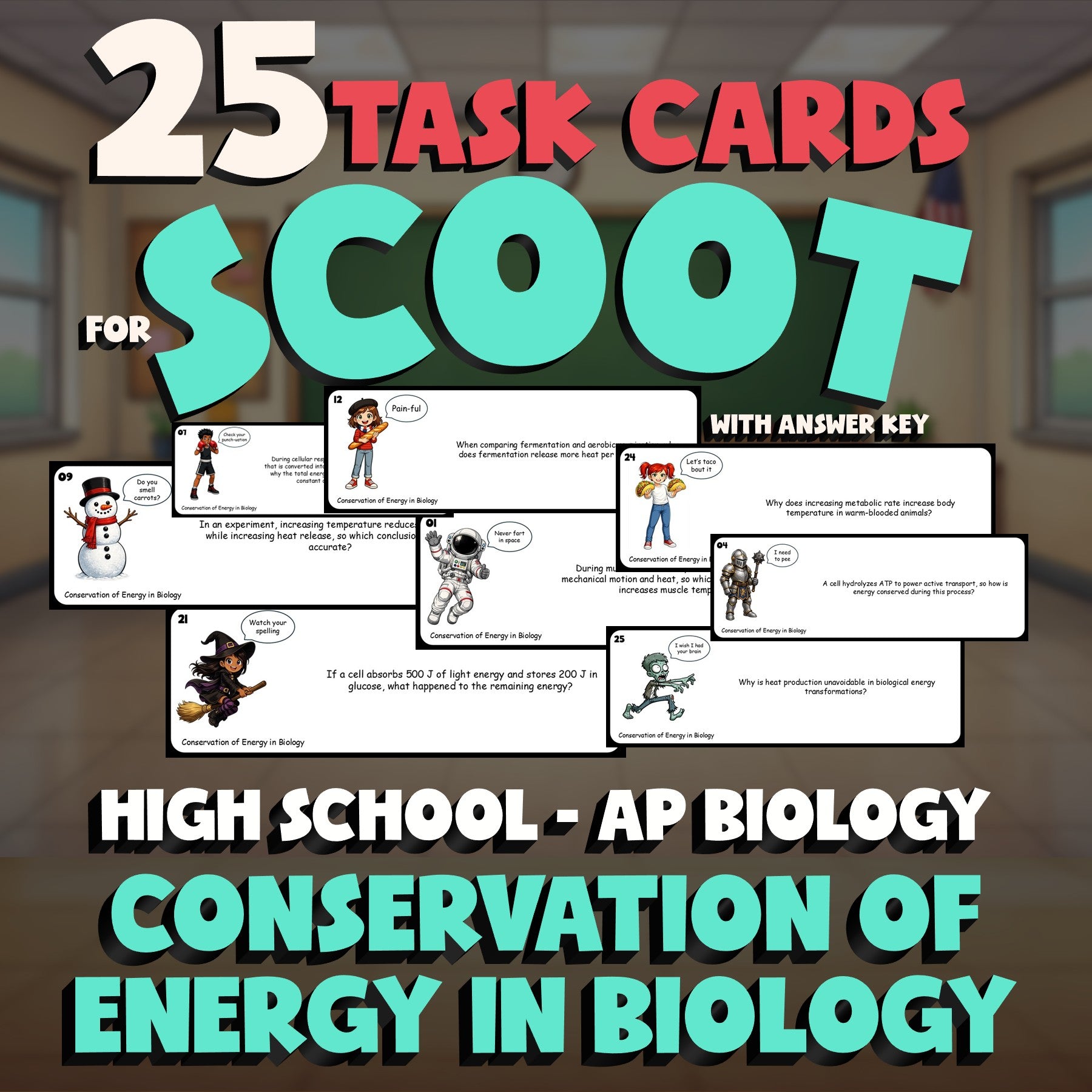 Conservation of Energy in Biology SCOOT TASK CARDS Science Game - AP Biology