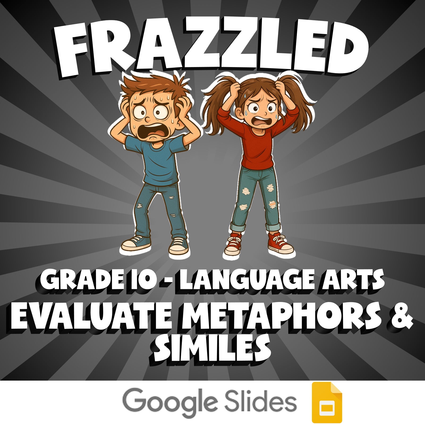 Evaluate Metaphors & Similes FRAZZLED ELA Game - No Prep Grade 10 Review