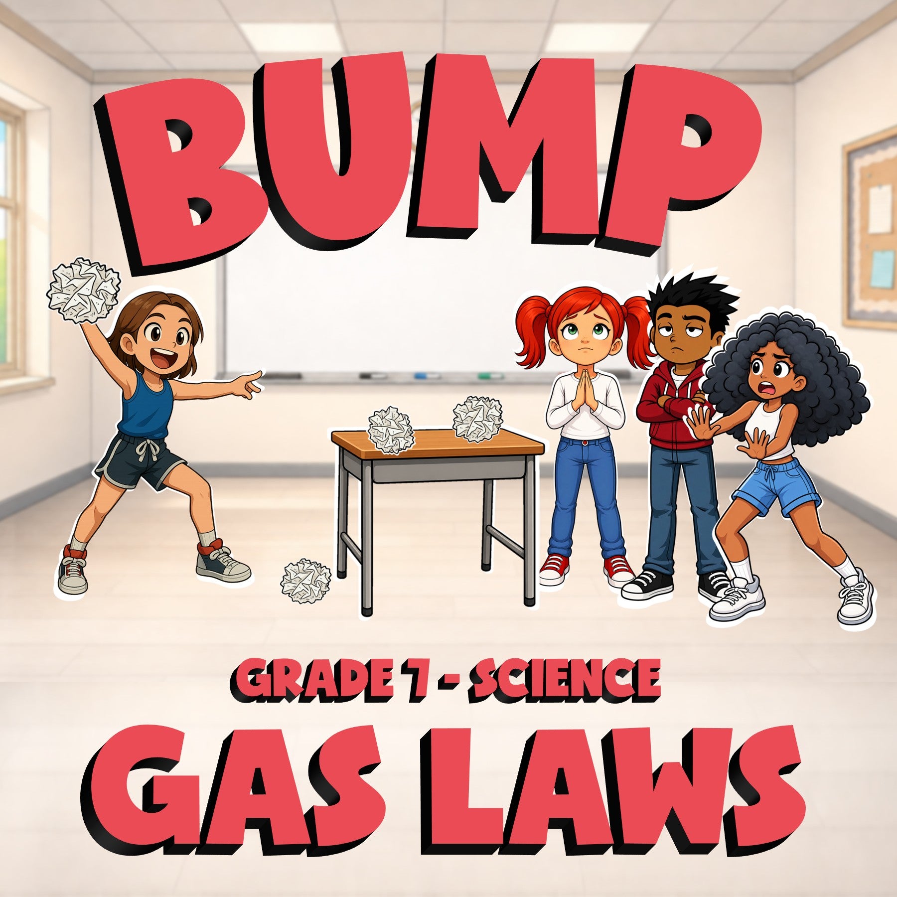 Gas Laws BUMP Science Game - No Prep Grade 7 Review Activity