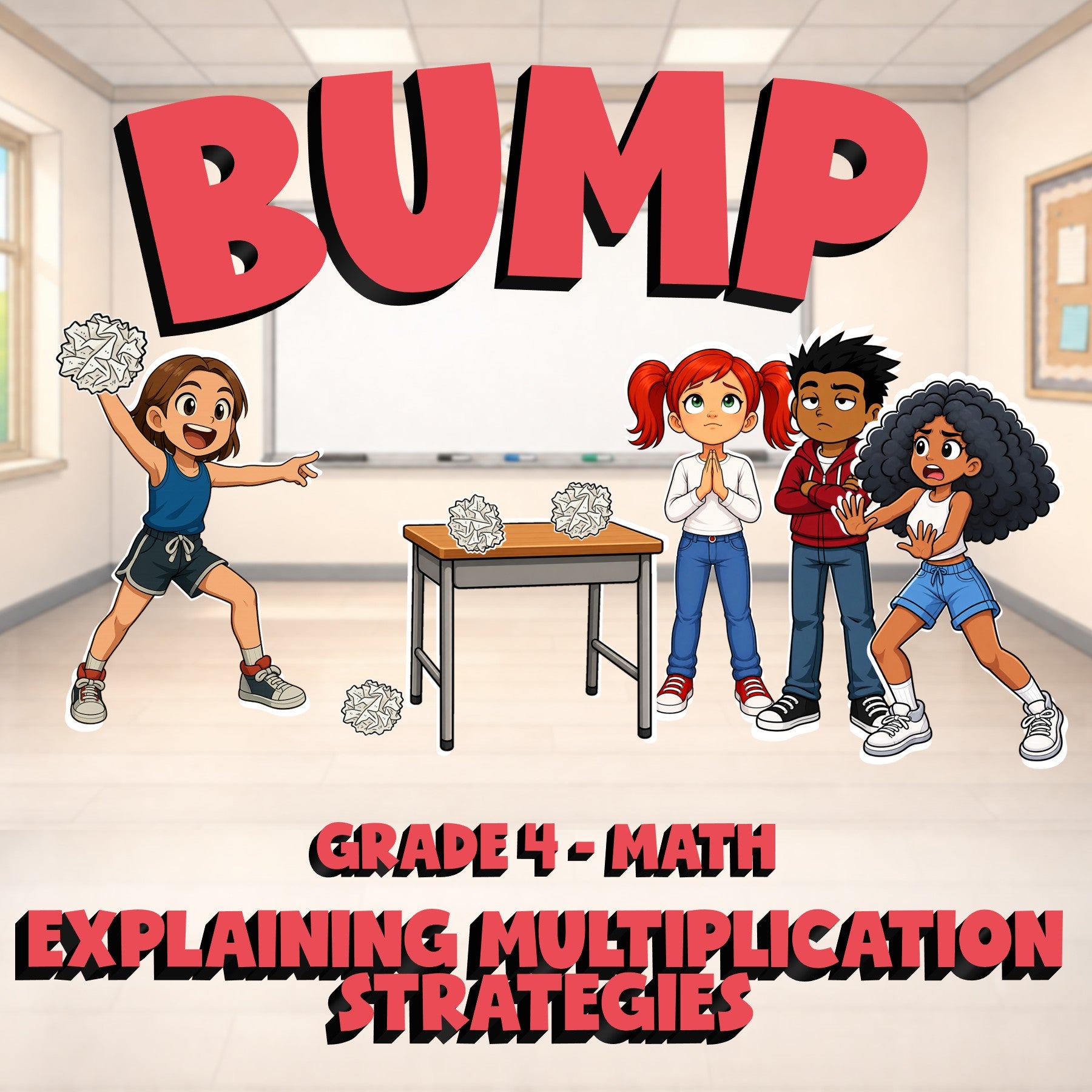 Explaining Multiplication Strategies BUMP Math Game - No Prep Grade 4 Review