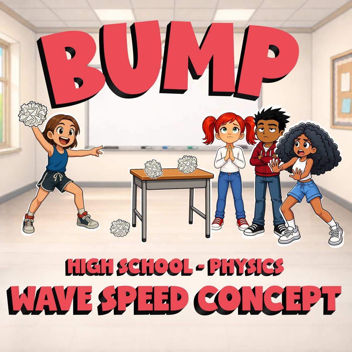 Wave Speed Concept BUMP Science Game - No Prep Physics Review Activity