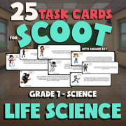 Life Science SCOOT TASK CARDS Science Game - No Prep Grade 7 Review Activity