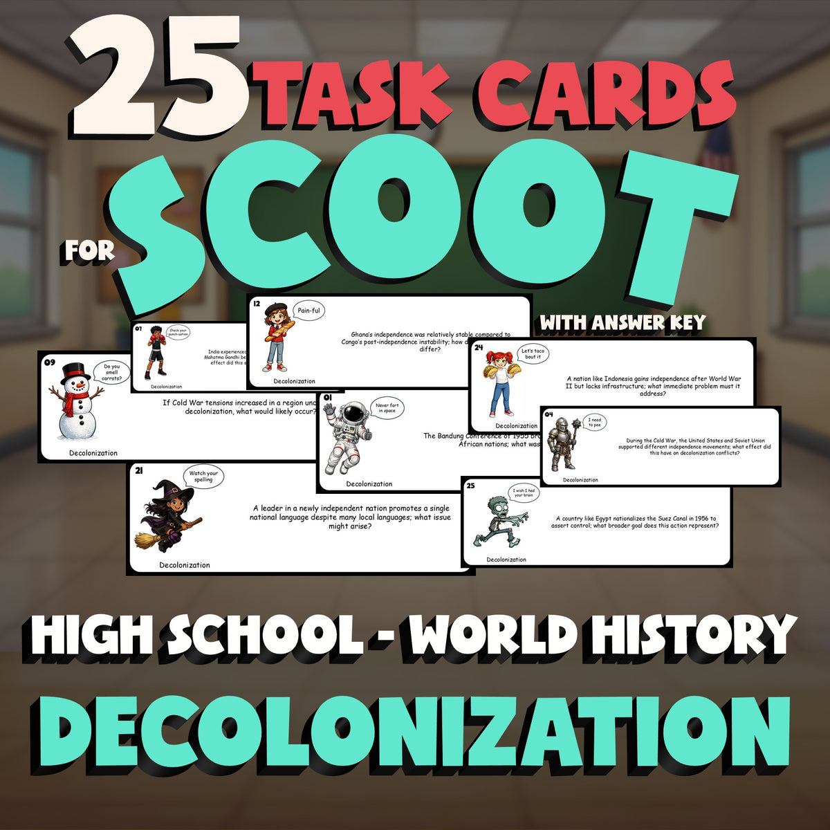 Decolonization SCOOT TASK CARDS Game - No Prep World History Review Activity