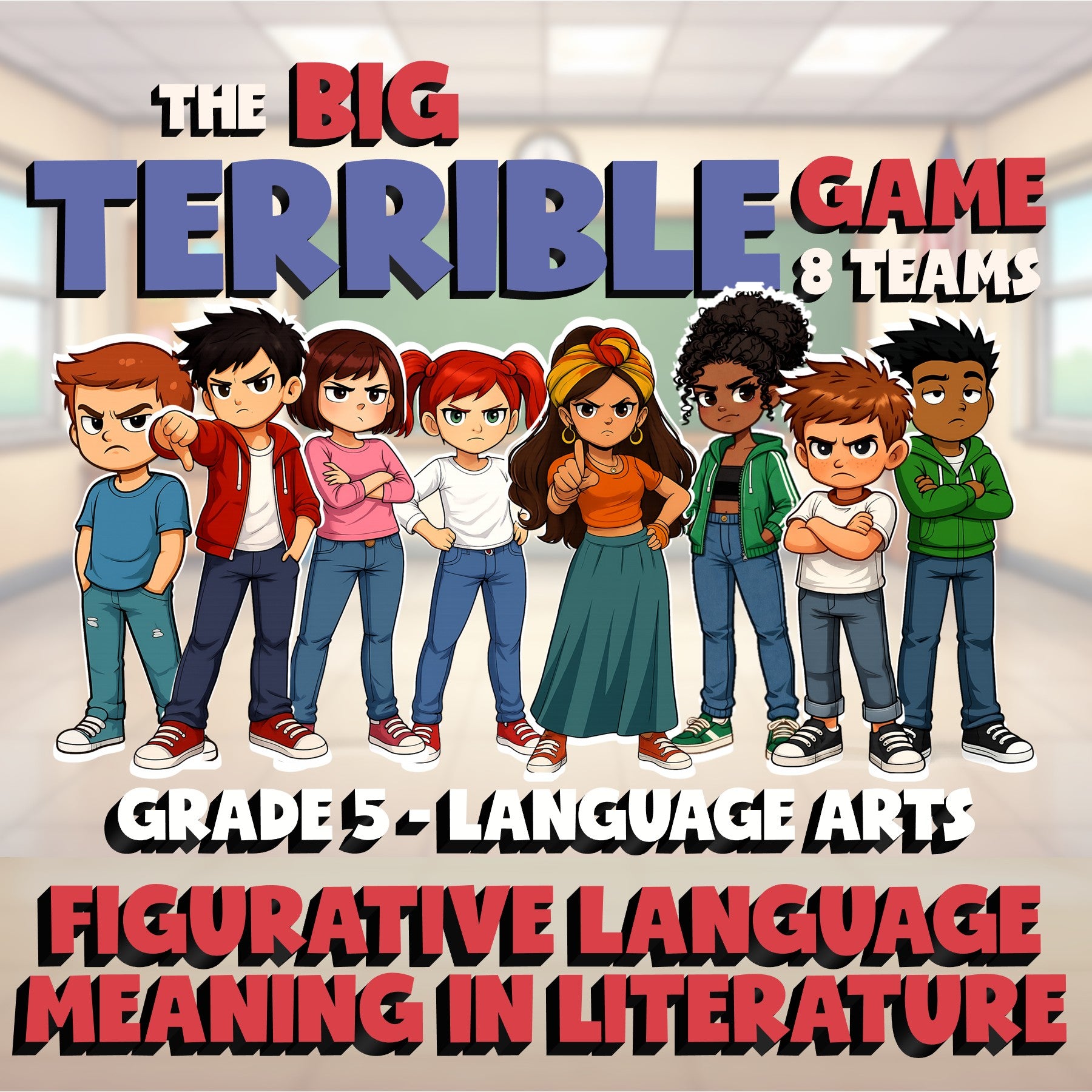 Figurative Language Meaning in Literature BIG TERRIBLE GAME - Grade 5 ELA Review