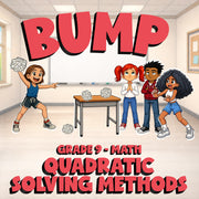 Quadratic Solving Methods BUMP Math Game - No Prep Grade 9 Review Activity