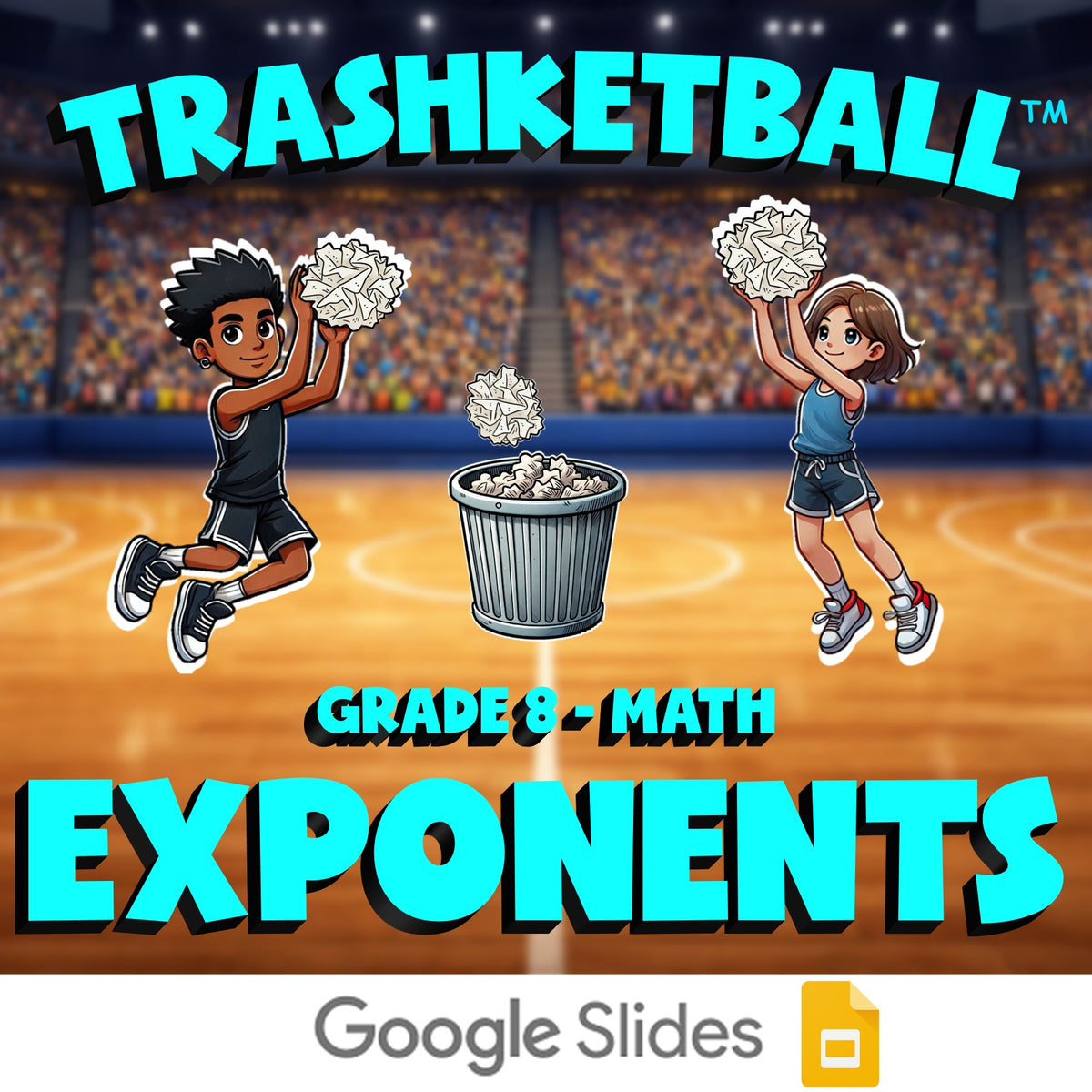 Exponents TRASHKETBALL Math Game - No Prep Grade 8 Review Activity