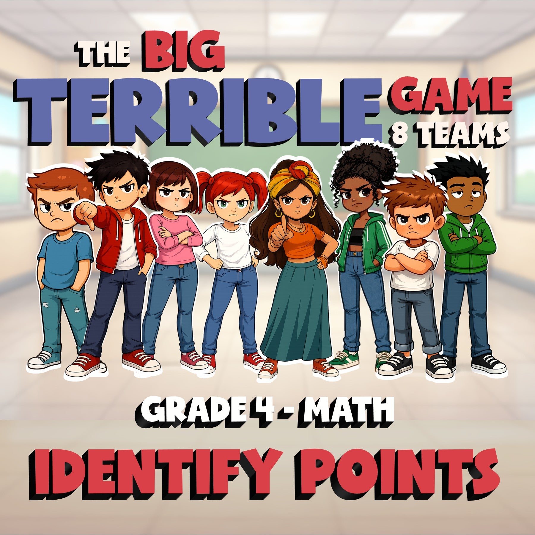 Identify Points BIG TERRIBLE GAME - No Prep Grade 4 Math Review Activity