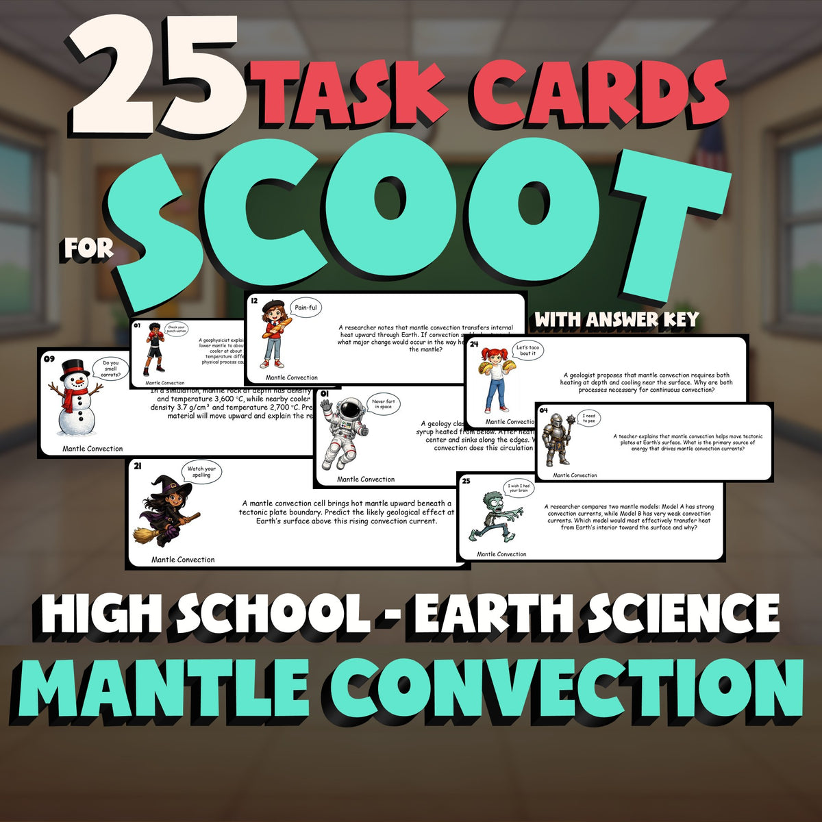 Mantle Convection SCOOT TASK CARDS Game - No Prep Earth Science Review Activity