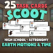 Earth Motions & Time SCOOT TASK CARDS Science Game - No Prep Astronomy Review