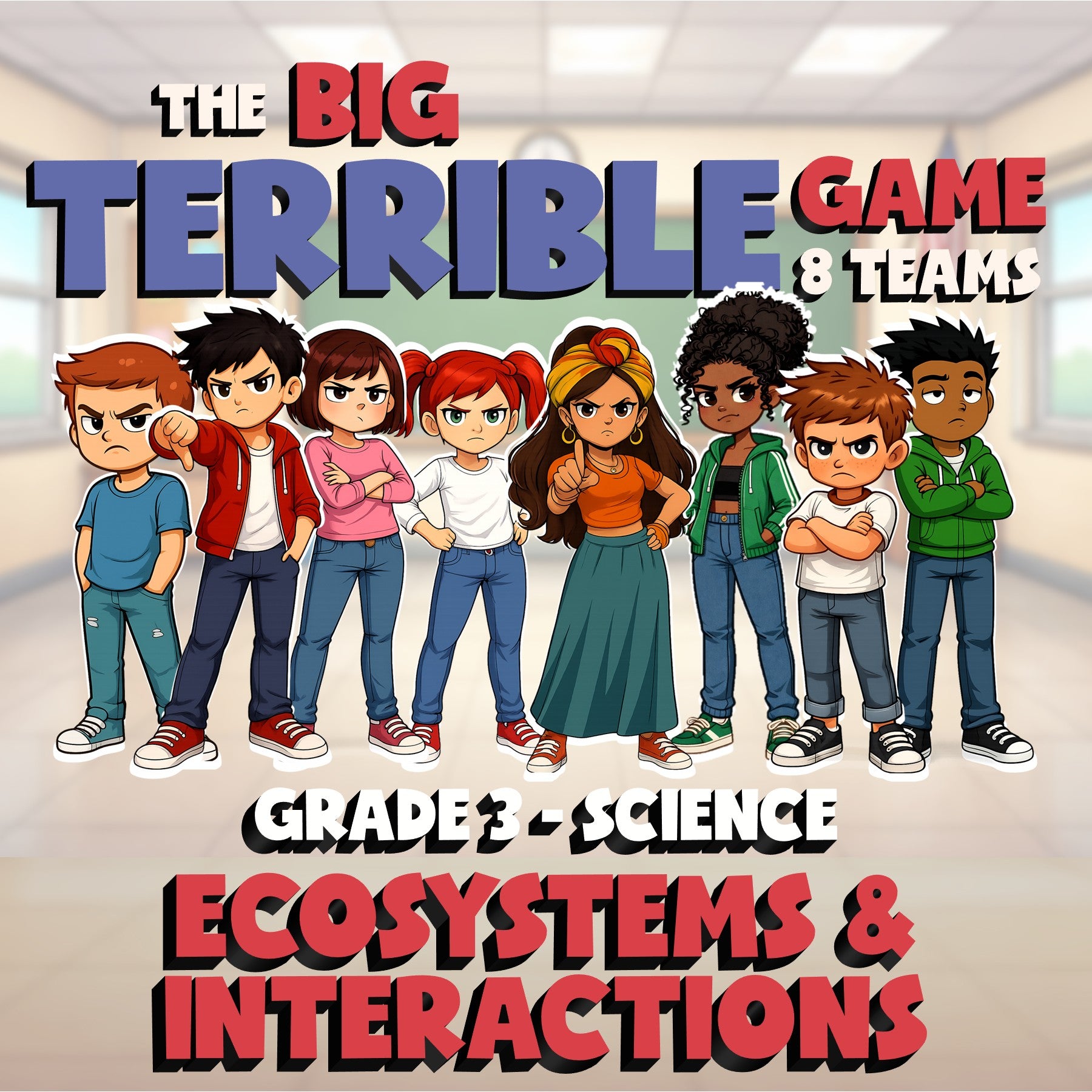 Ecosystems & Interactions BIG TERRIBLE GAME - No Prep Grade 3 Science Review