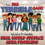 Real World Surface Area Problems BIG TERRIBLE GAME - No Prep Grade 7 Math Review