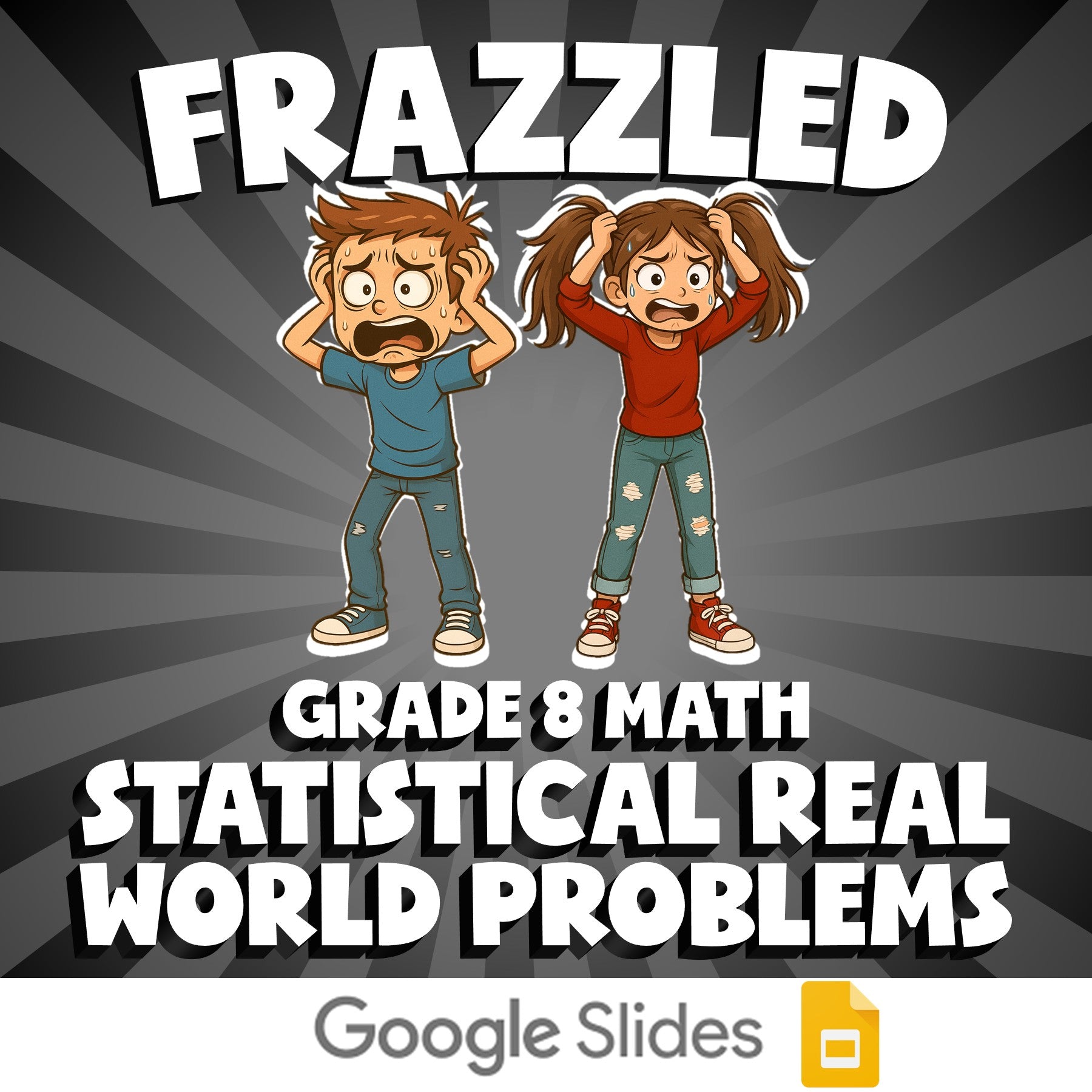 Statistical Real World Problems FRAZZLED Math Game - No Prep Grade 8 Review