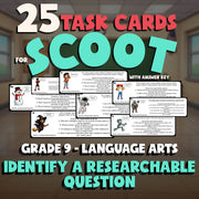 Identify a Researchable Question SCOOT TASK CARDS ELA Game - No Prep Grade 9