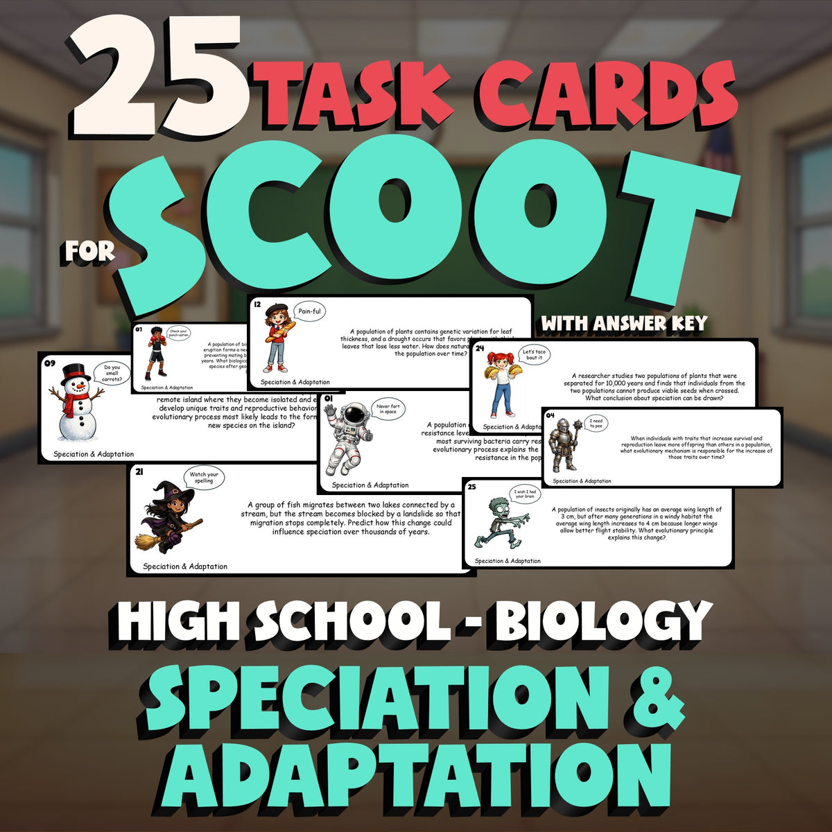 Speciation & Adaptation SCOOT TASK CARDS Science Game - No Prep Biology Review