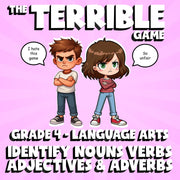 Identify Nouns Verbs Adjectives & Adverbs THE TERRIBLE GAME - Grade 4 ELA Review
