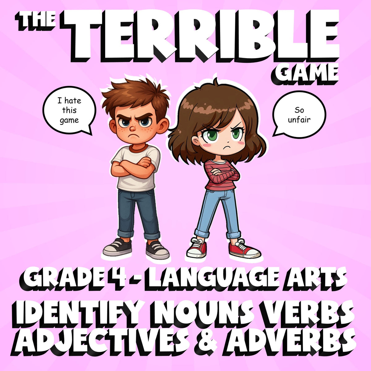 Identify Nouns Verbs Adjectives & Adverbs THE TERRIBLE GAME - Grade 4 ELA Review