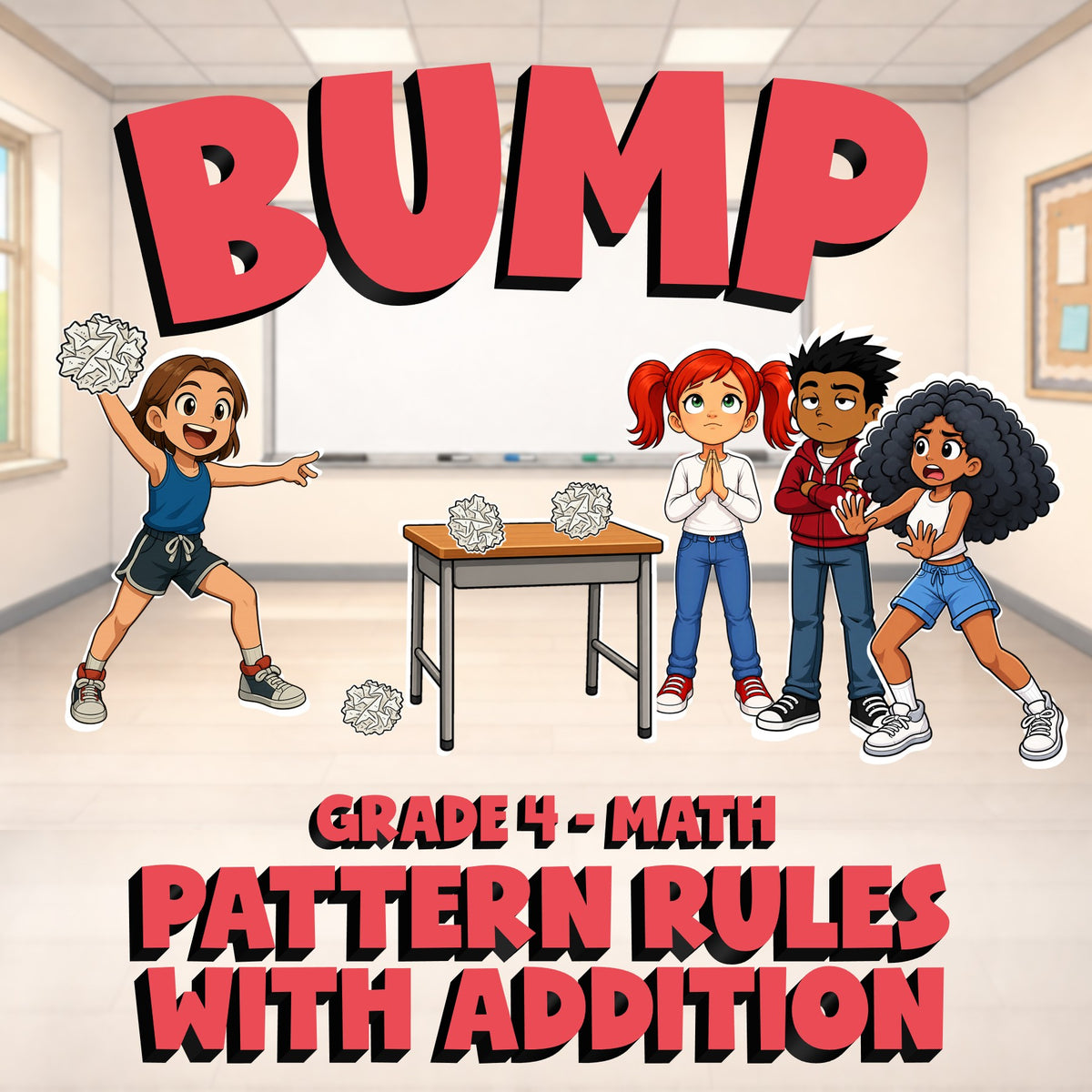 Pattern Rules with Addition BUMP Math Game - No Prep Grade 4 Review Activity