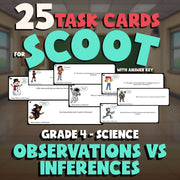Observations vs Inferences SCOOT TASK CARDS Science Game - No Prep Grade 4