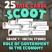 Role of Government in the Economy SCOOT TASK CARDS Socials Game - Grade 4