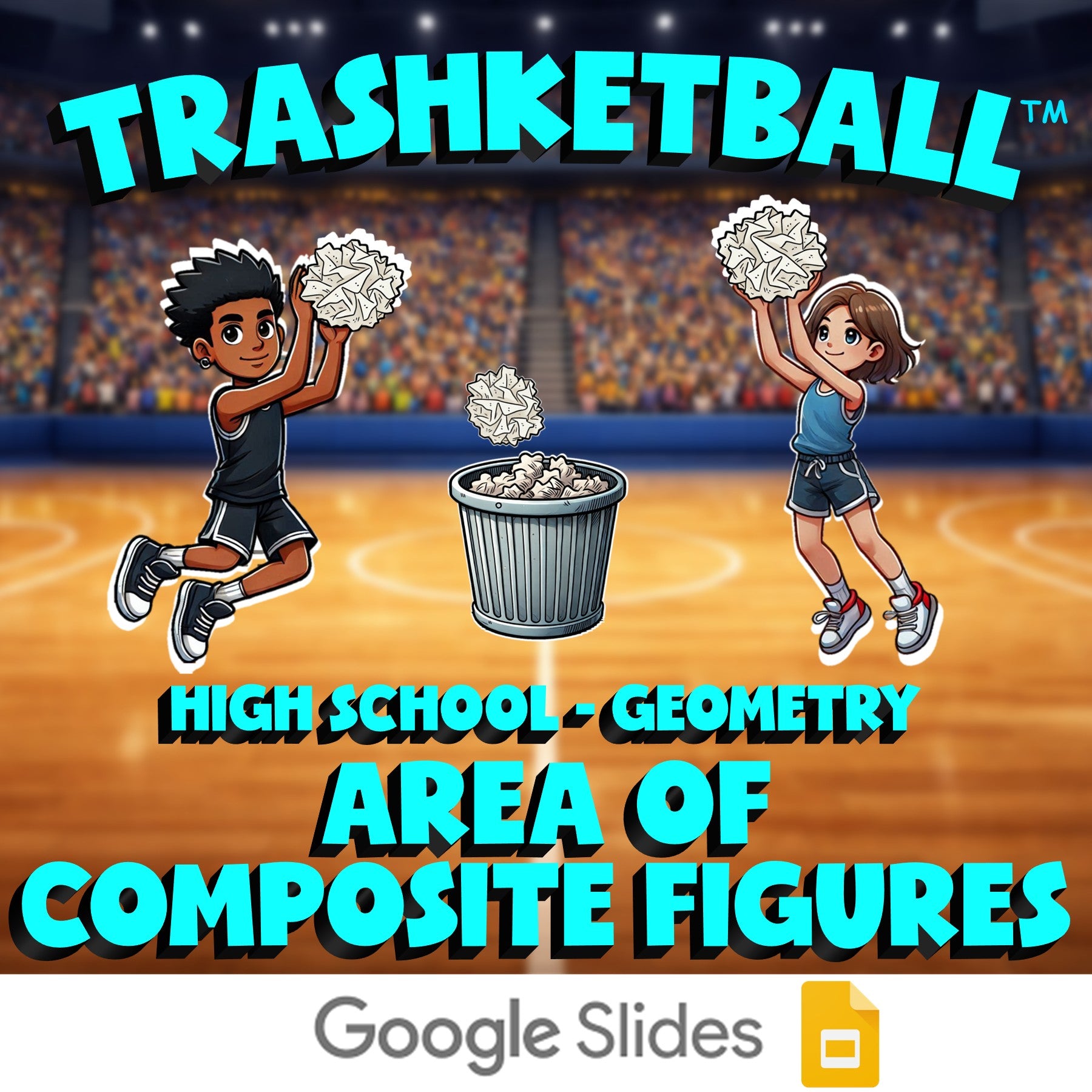 Area of Composite Figures TRASHKETBALL Math Game - No Prep Geometry Review