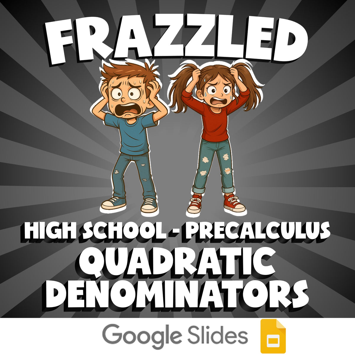 Quadratic Denominators FRAZZLED Math Game - No Prep PreCalculus Review Activity