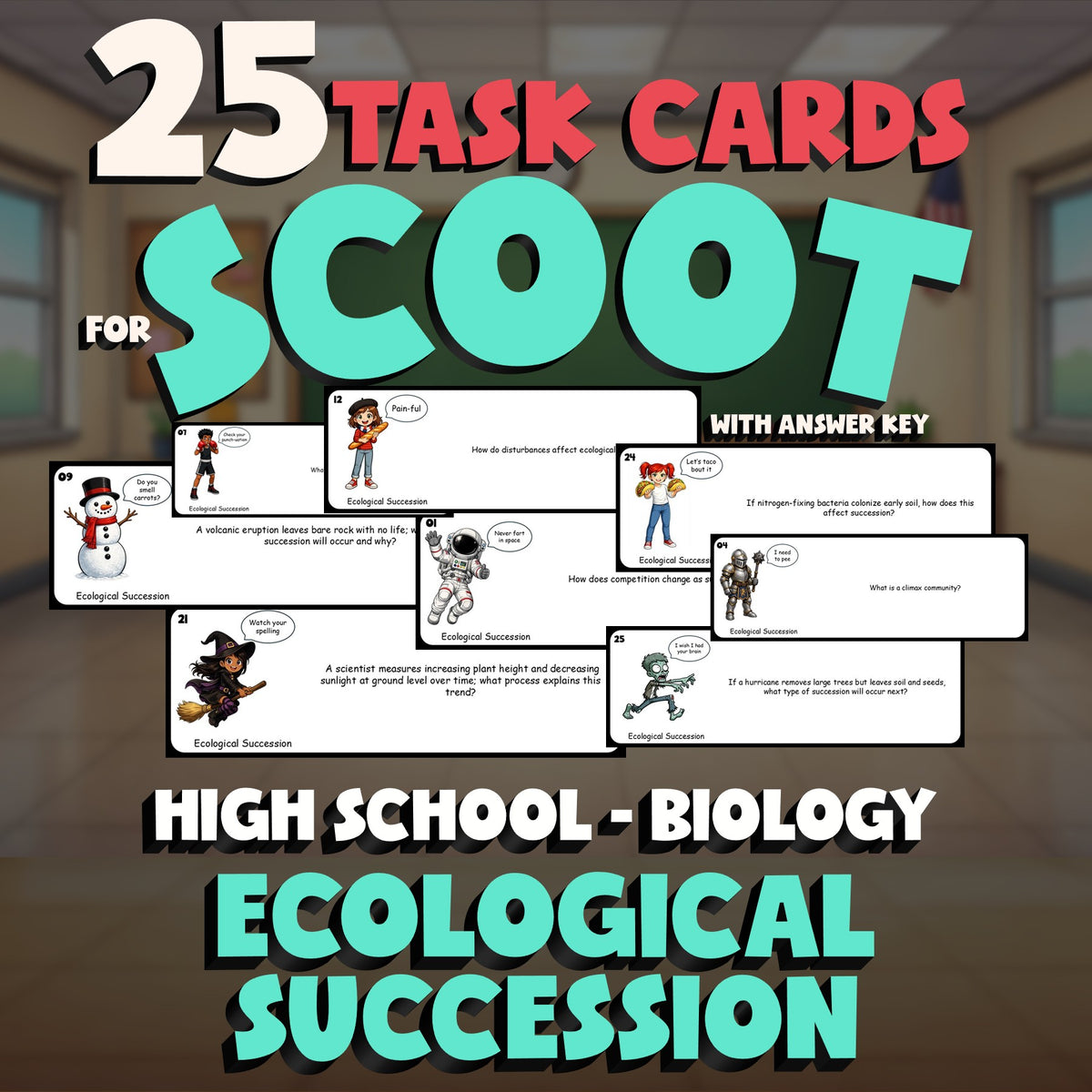 Ecological Succession SCOOT TASK CARDS Science Game - No Prep Biology Review