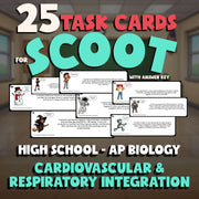 Cardiovascular & Respiratory Integration SCOOT TASK CARDS Game AP Biology