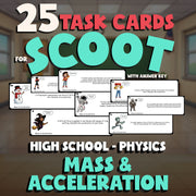 Mass & Acceleration SCOOT TASK CARDS Science Game - No Prep Physics Review