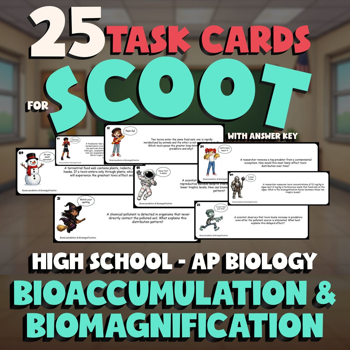 Bioaccumulation & Biomagnification SCOOT TASK CARDS Science Game - AP Biology
