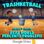 Real World Percents Problems TRASHKETBALL Math Game - No Prep Grade 7 Review