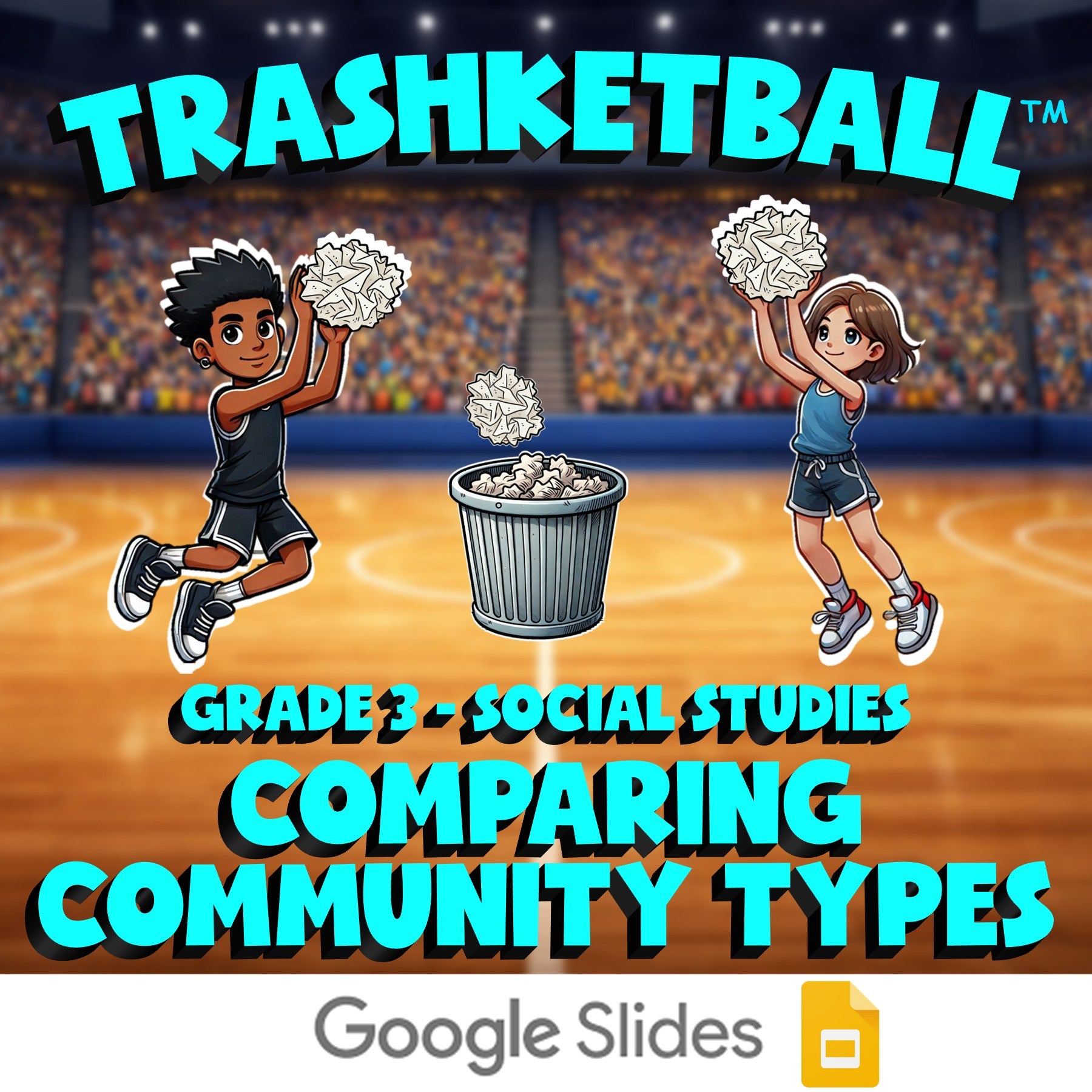 Comparing Community Types TRASHKETBALL Socials Game - No Prep Grade 3 Review