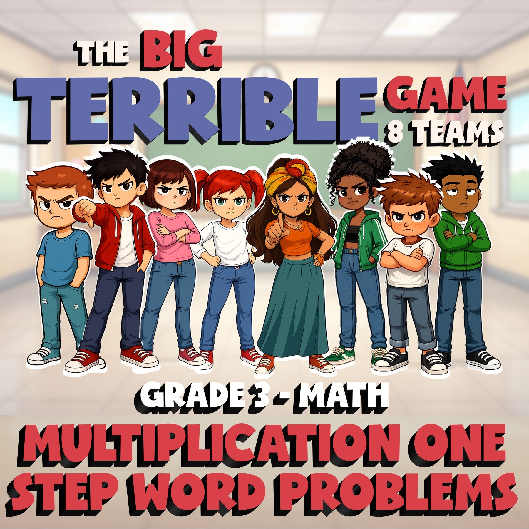 Multiplication One Step Word Problems BIG TERRIBLE GAME - Grade 3 Math Review