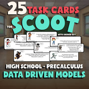 Data Driven Models SCOOT TASK CARDS Math Game - No Prep PreCalculus Review