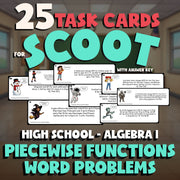 Piecewise Functions Word Problems SCOOT TASK CARDS Math Game - No Prep Algebra 1