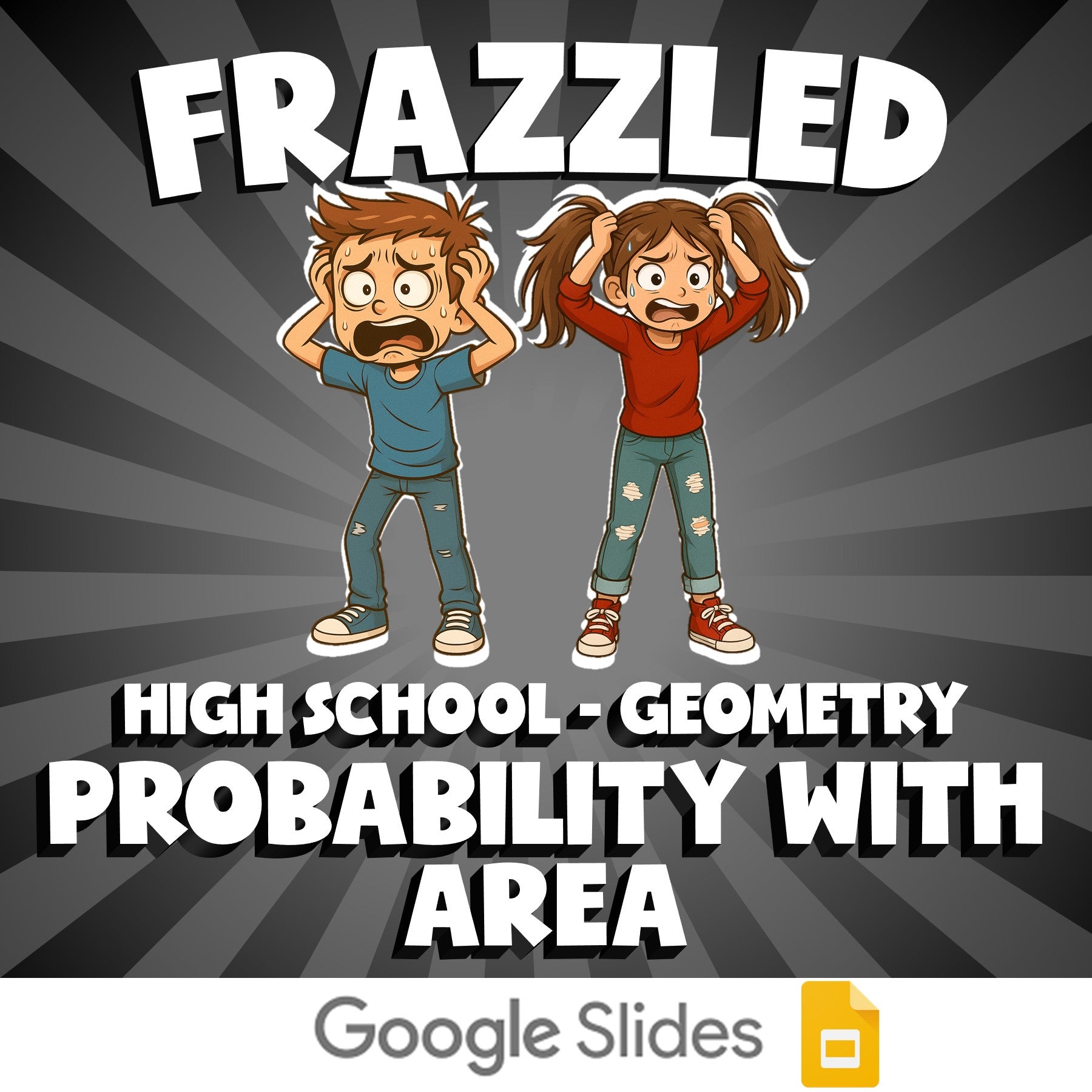 Probability with Area FRAZZLED Math Game - No Prep Geometry Review Activity