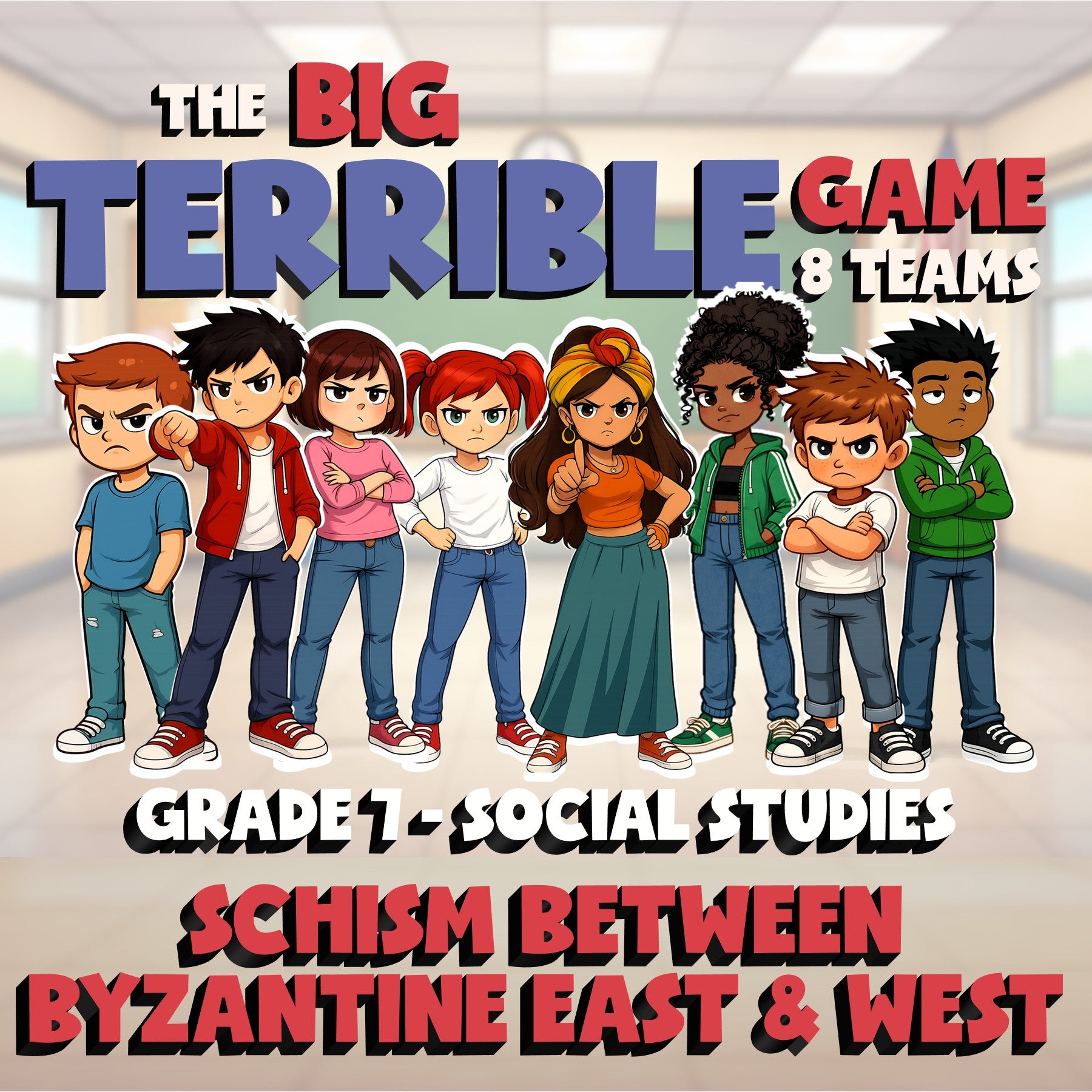 Schism Between Byzantine East & West BIG TERRIBLE GAME - Grade 7 Socials Review