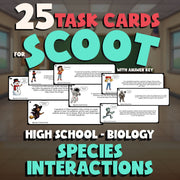 Species Interactions SCOOT TASK CARDS Science Game - No Prep Biology Review