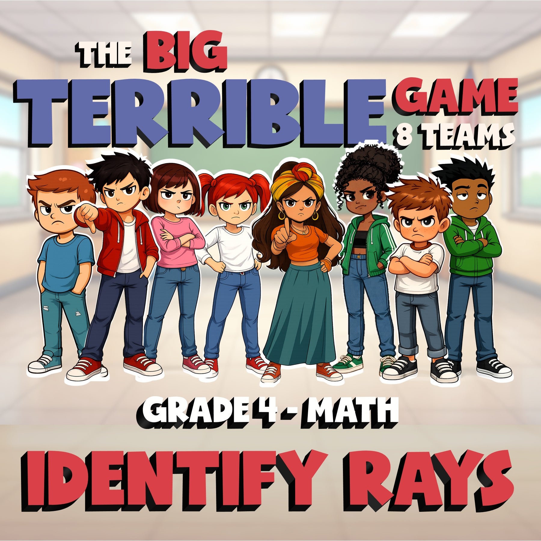 Identify Rays BIG TERRIBLE GAME - No Prep Grade 4 Math Review Activity