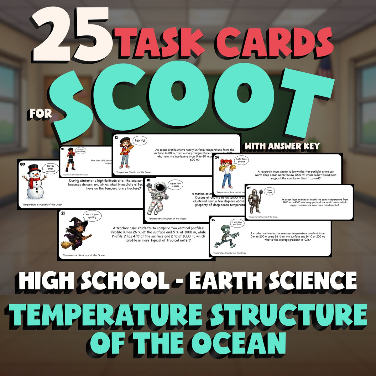 Temperature Structure of the Ocean SCOOT TASK CARDS Game - No Prep Earth Science