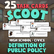 Definition of Public Policy SCOOT TASK CARDS Civics Game - No Prep Review