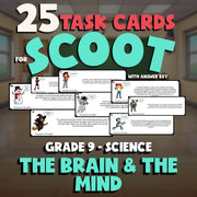 The Brain & The Mind SCOOT TASK CARDS Science Game - No Prep Grade 9 Review