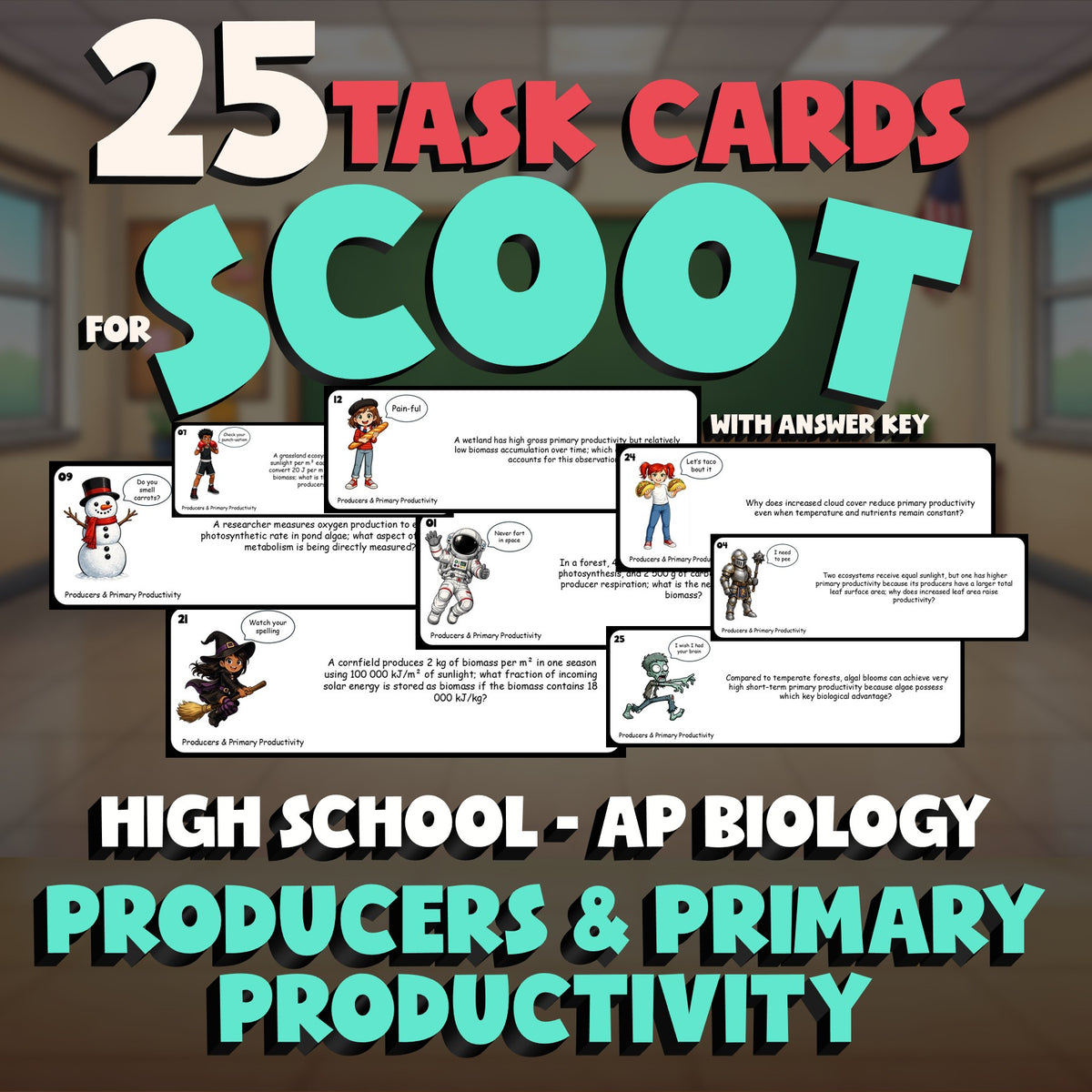 Producers & Primary Productivity SCOOT TASK CARDS Science Game - AP Biology